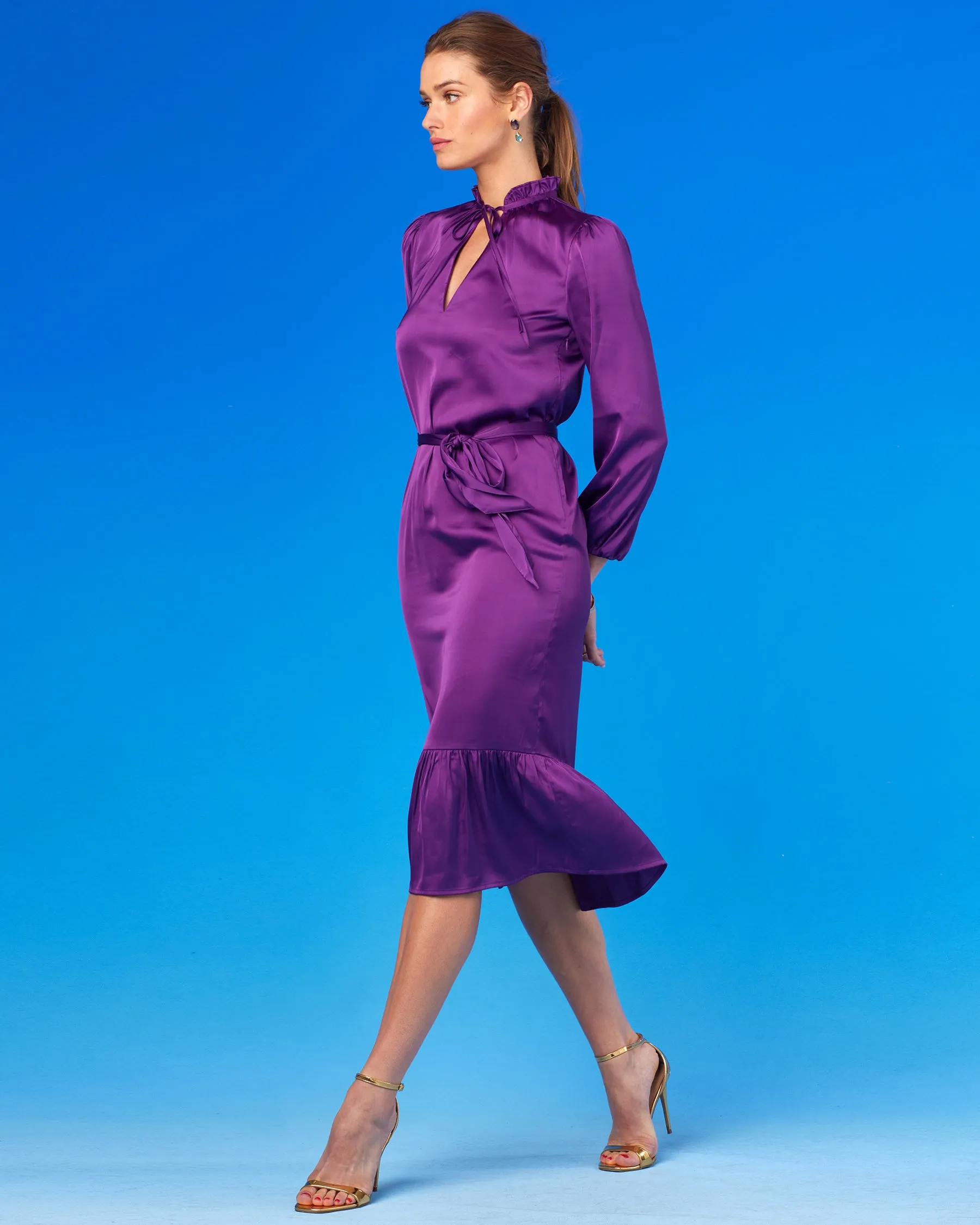 Olivia Midi Dress in Deep Purple