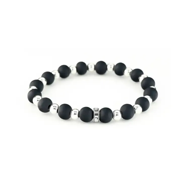 Onyx Silverball (Large) Stack Bracelet