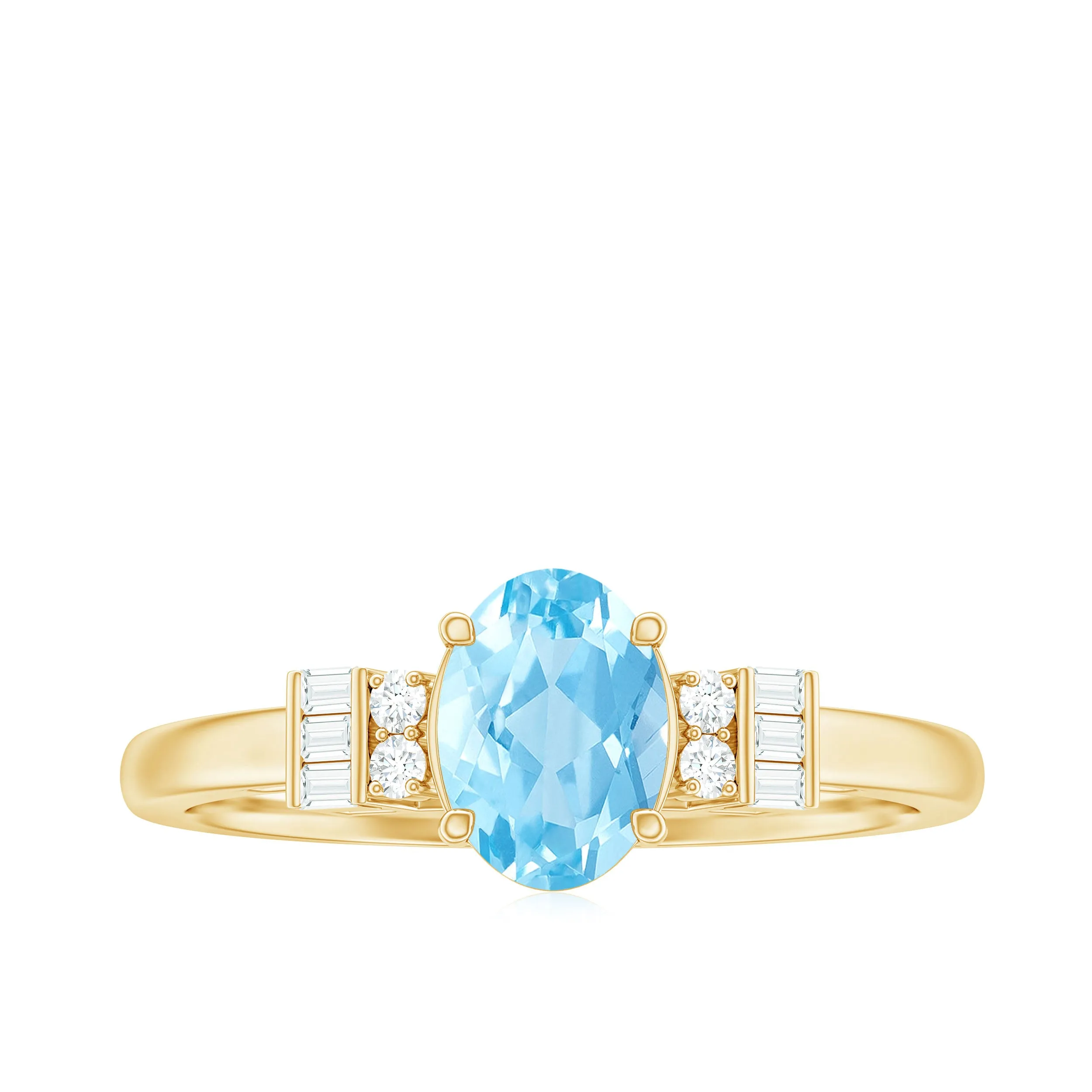 Oval Cut Aquamarine Classic Engagement Ring with Diamond