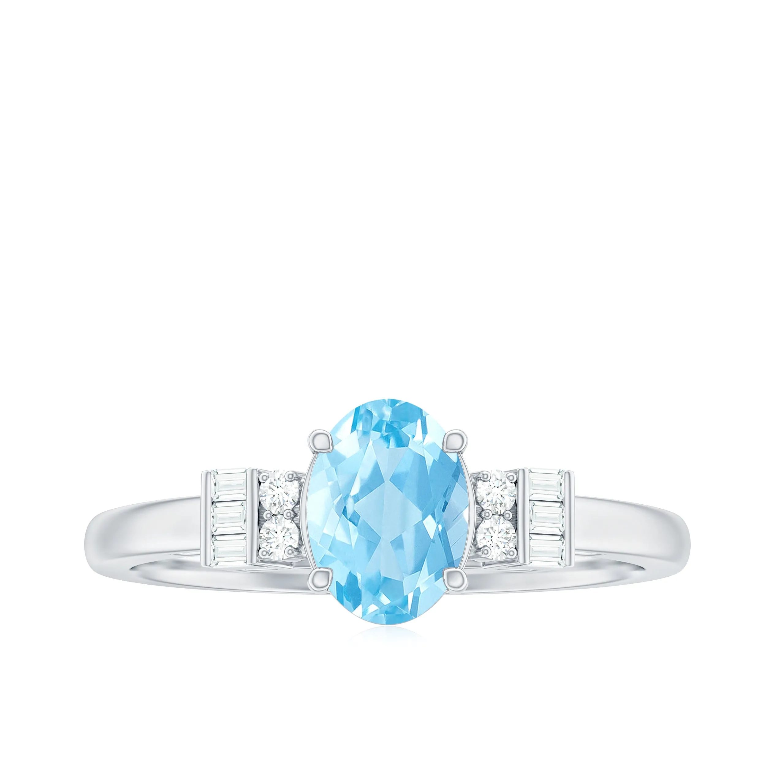 Oval Cut Aquamarine Classic Engagement Ring with Diamond