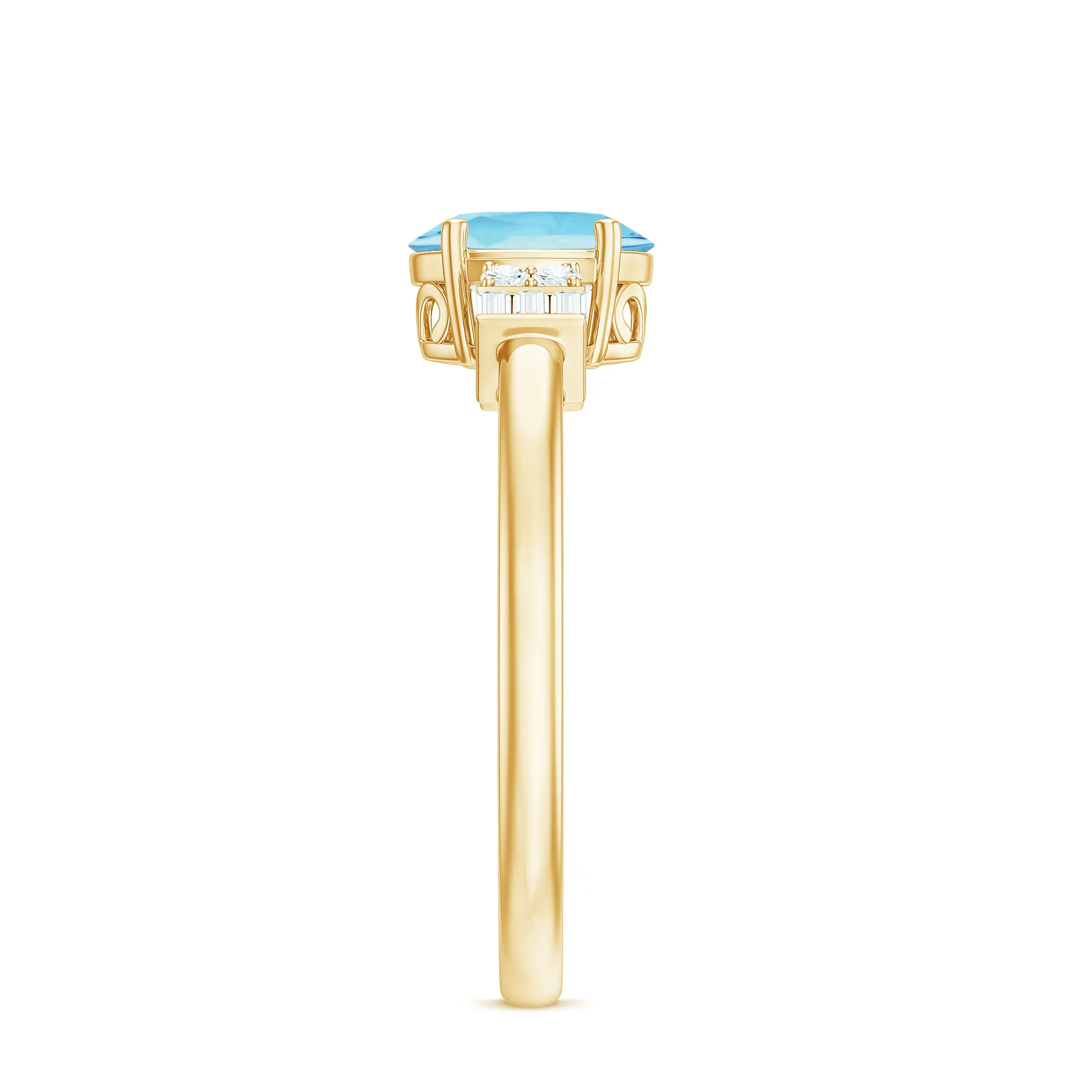 Oval Cut Aquamarine Classic Engagement Ring with Diamond