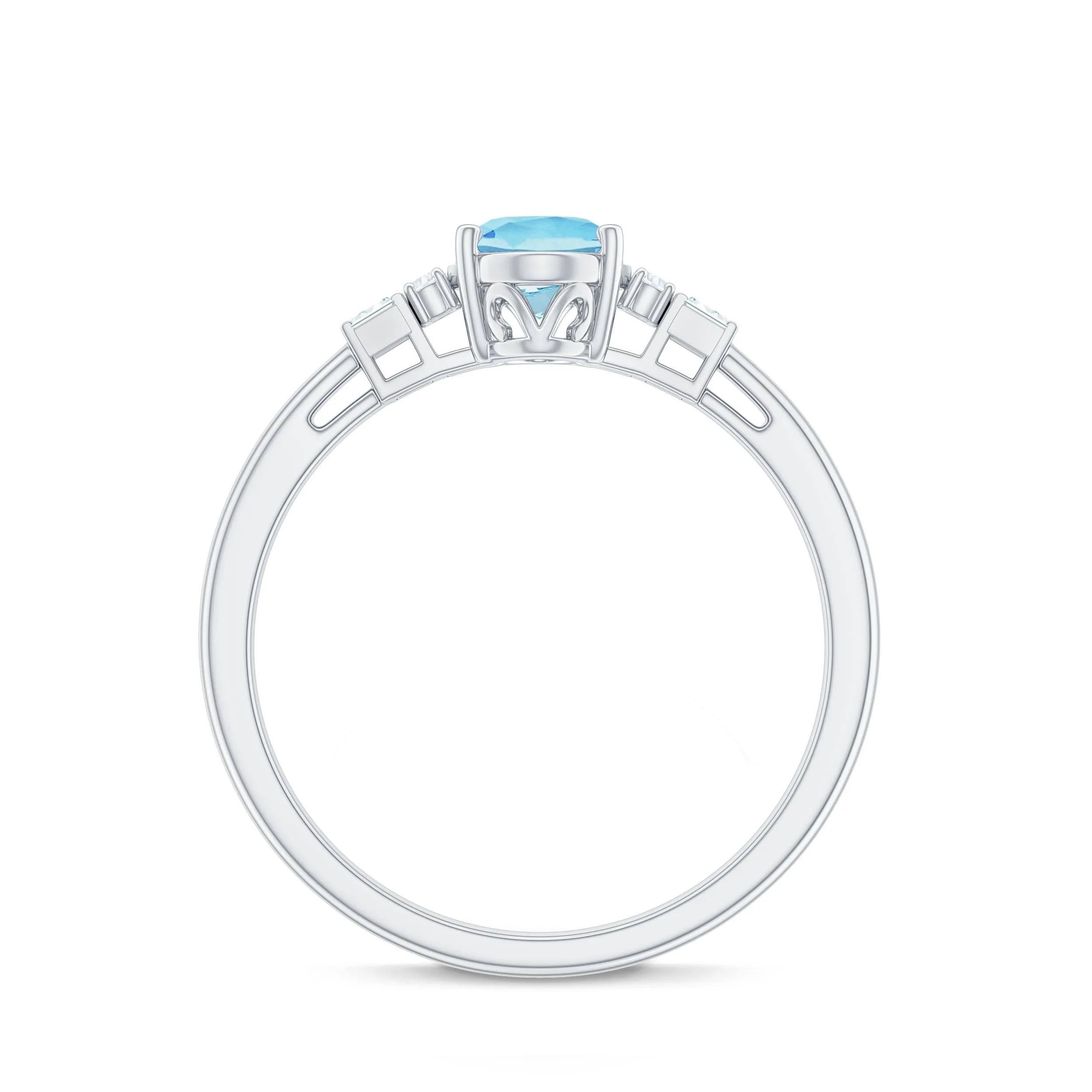 Oval Cut Aquamarine Classic Engagement Ring with Diamond