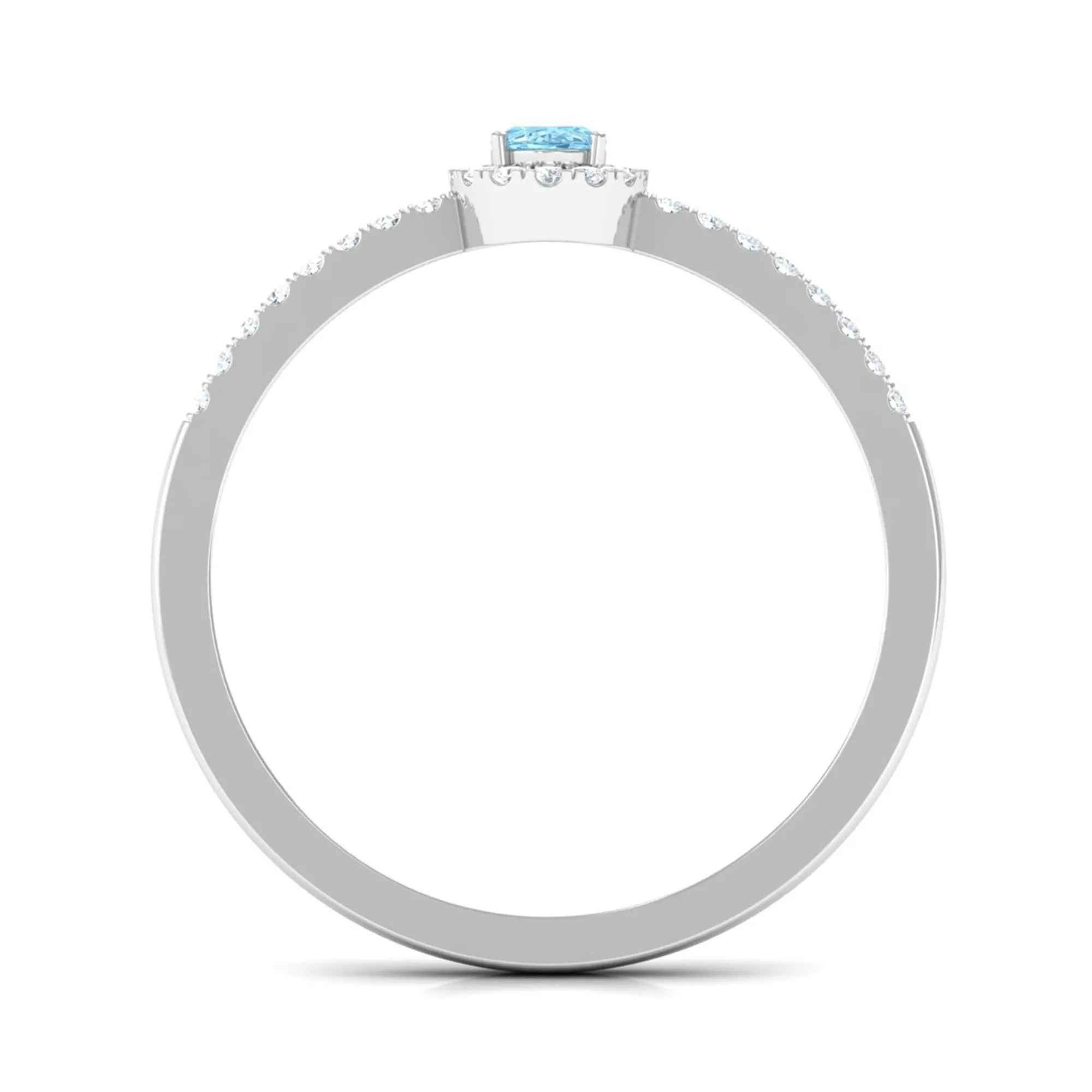 Oval Cut Aquamarine Diamond Halo Ring