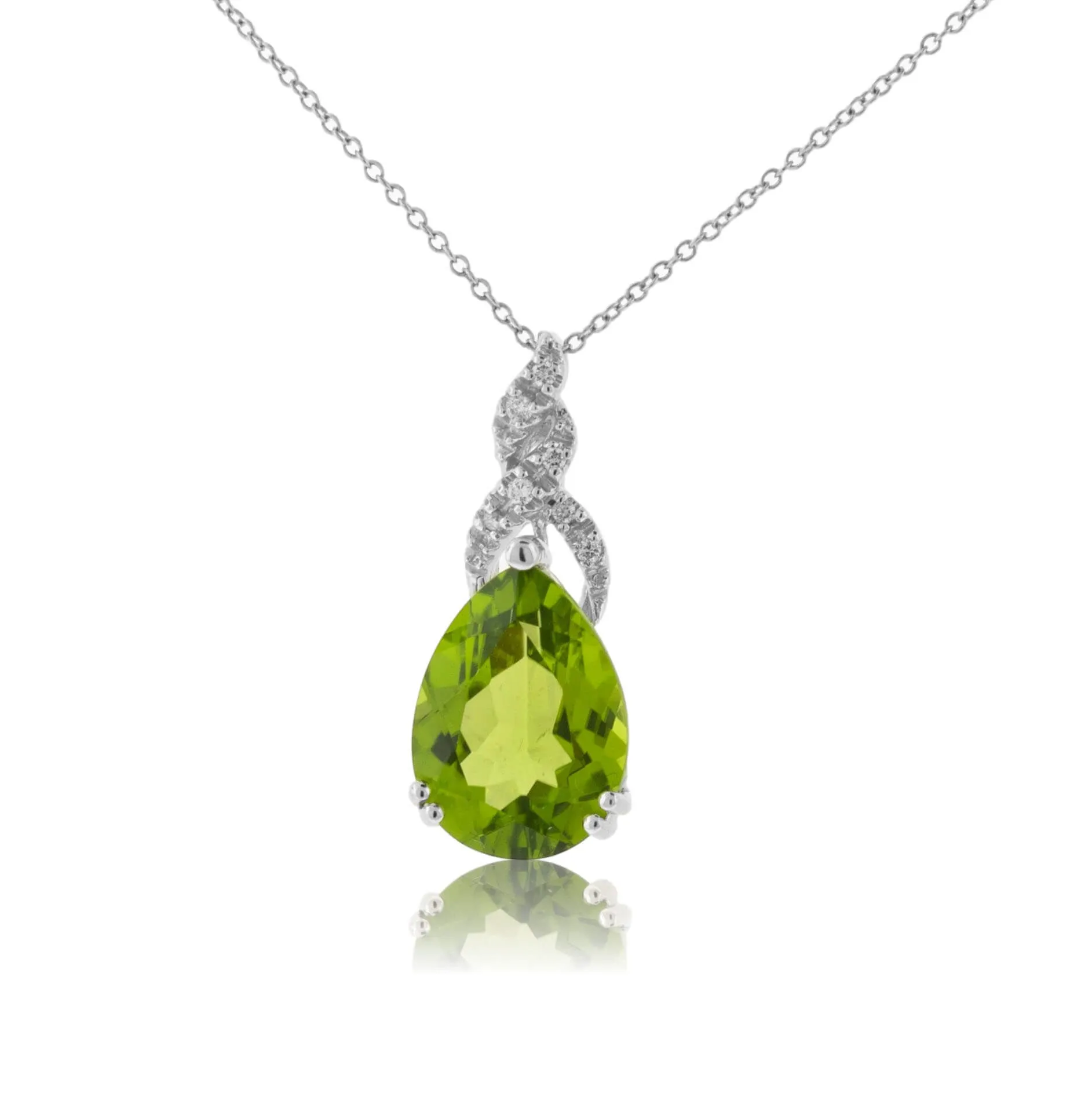 Pear-Cut Peridot & Vintage Inspired Diamond Accent Pendant