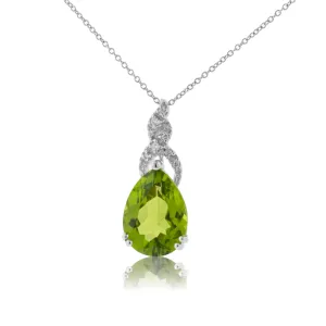 Pear-Cut Peridot & Vintage Inspired Diamond Accent Pendant