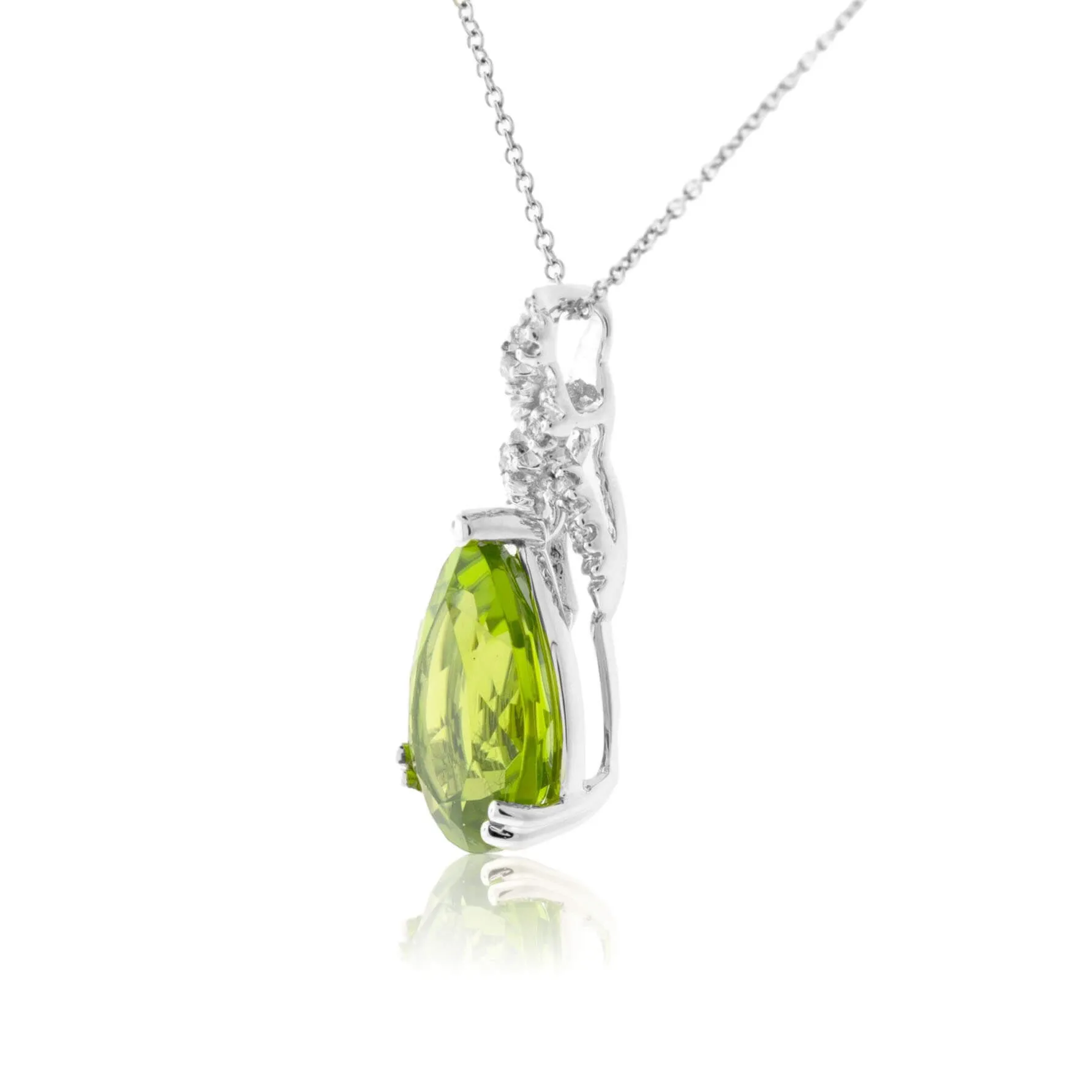 Pear-Cut Peridot & Vintage Inspired Diamond Accent Pendant