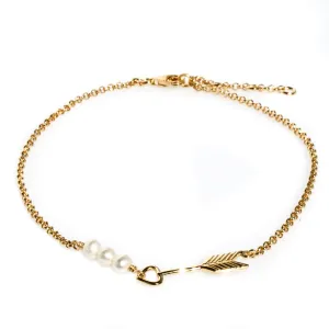 Pearl Tide Arrow Anklet Gold
