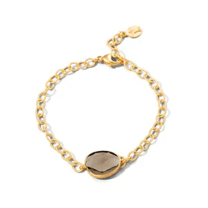 Pebble Bracelet, Smokey Quartz, Gold
