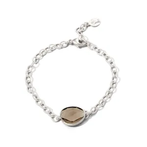 Pebble Bracelet, Smokey Quartz, Silver