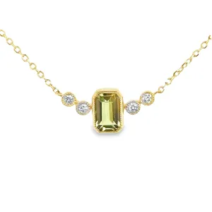 Peridot & Diamond Vintage Yellow Gold Necklace