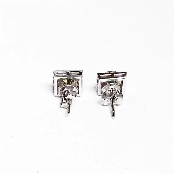 Peridot and Diamond Square Studs