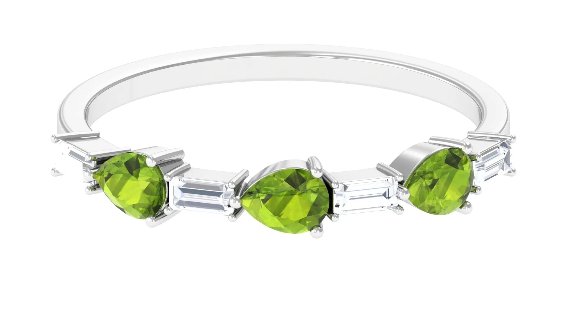 Peridot and Moissanite East West Half Eternity Ring