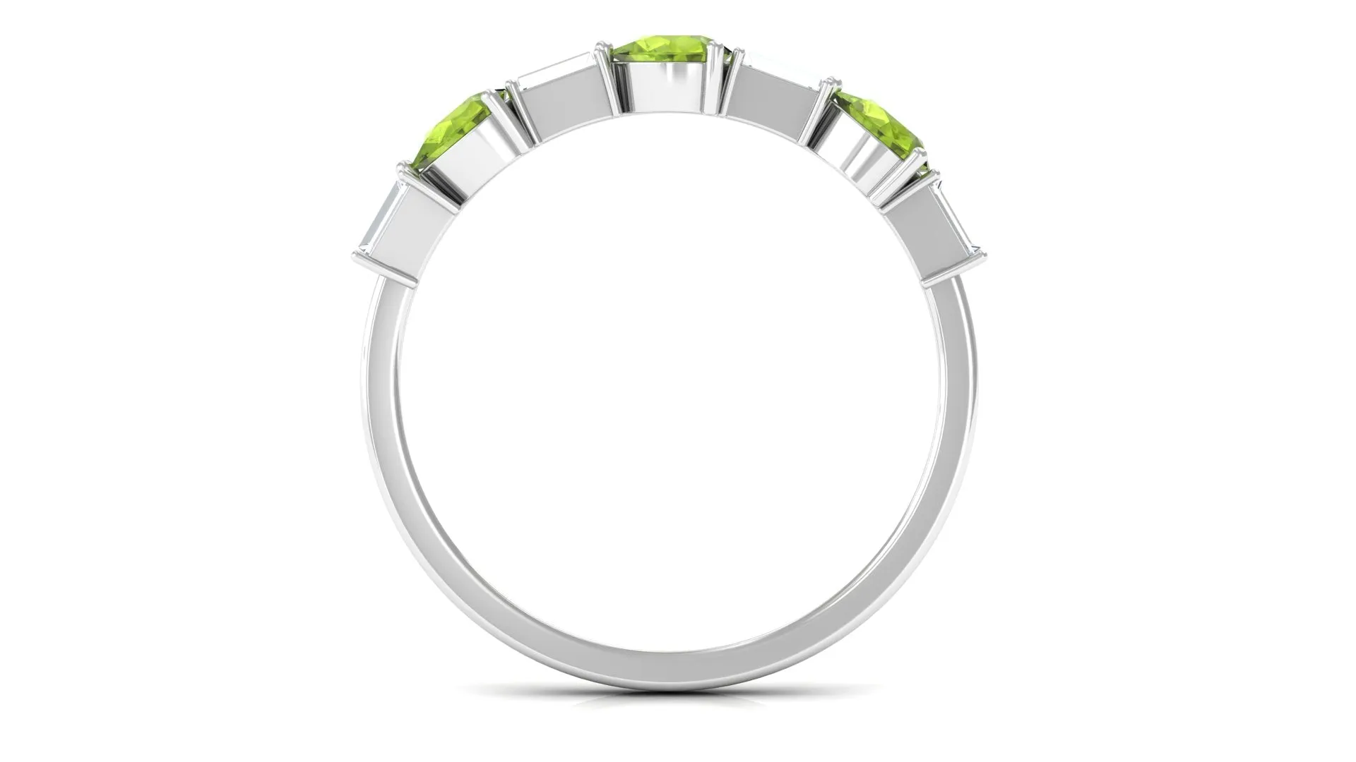 Peridot and Moissanite East West Half Eternity Ring