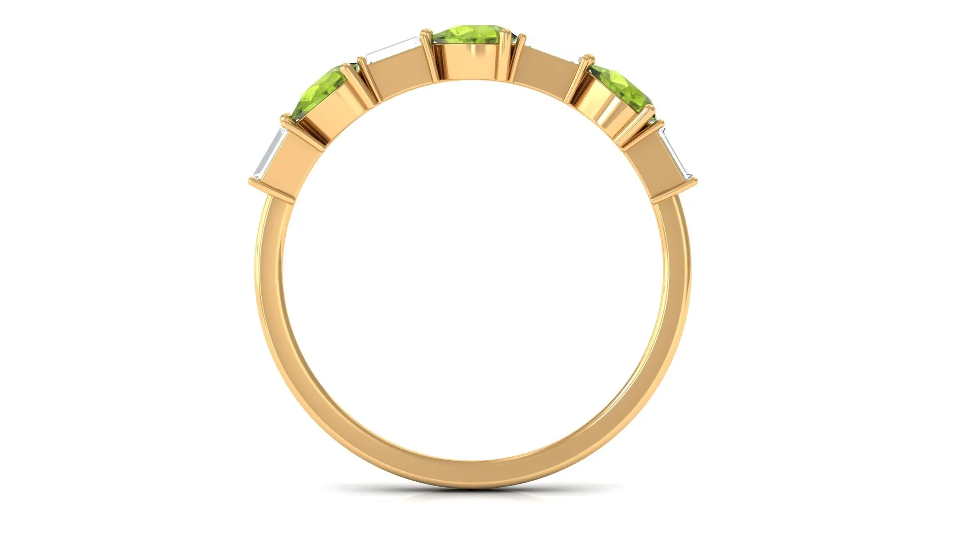 Peridot and Moissanite East West Half Eternity Ring