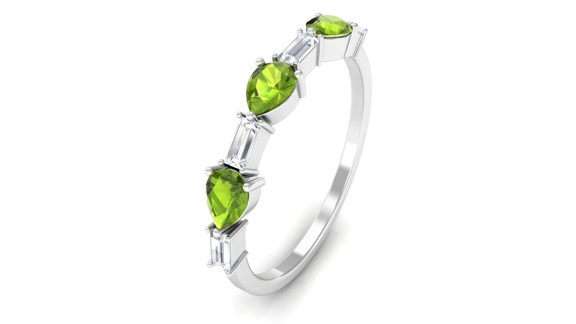 Peridot and Moissanite East West Half Eternity Ring