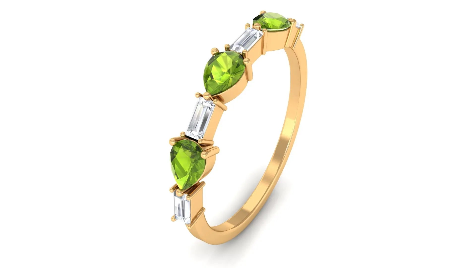 Peridot and Moissanite East West Half Eternity Ring