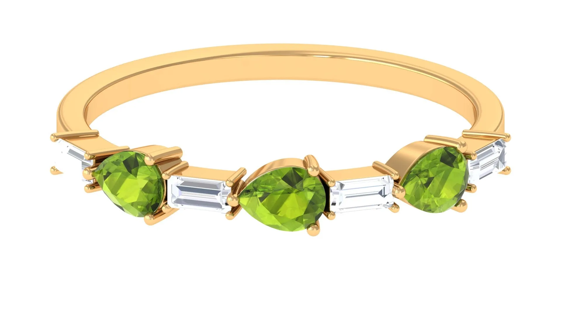 Peridot and Moissanite East West Half Eternity Ring