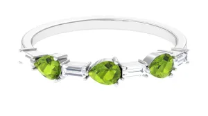 Peridot and Moissanite East West Half Eternity Ring