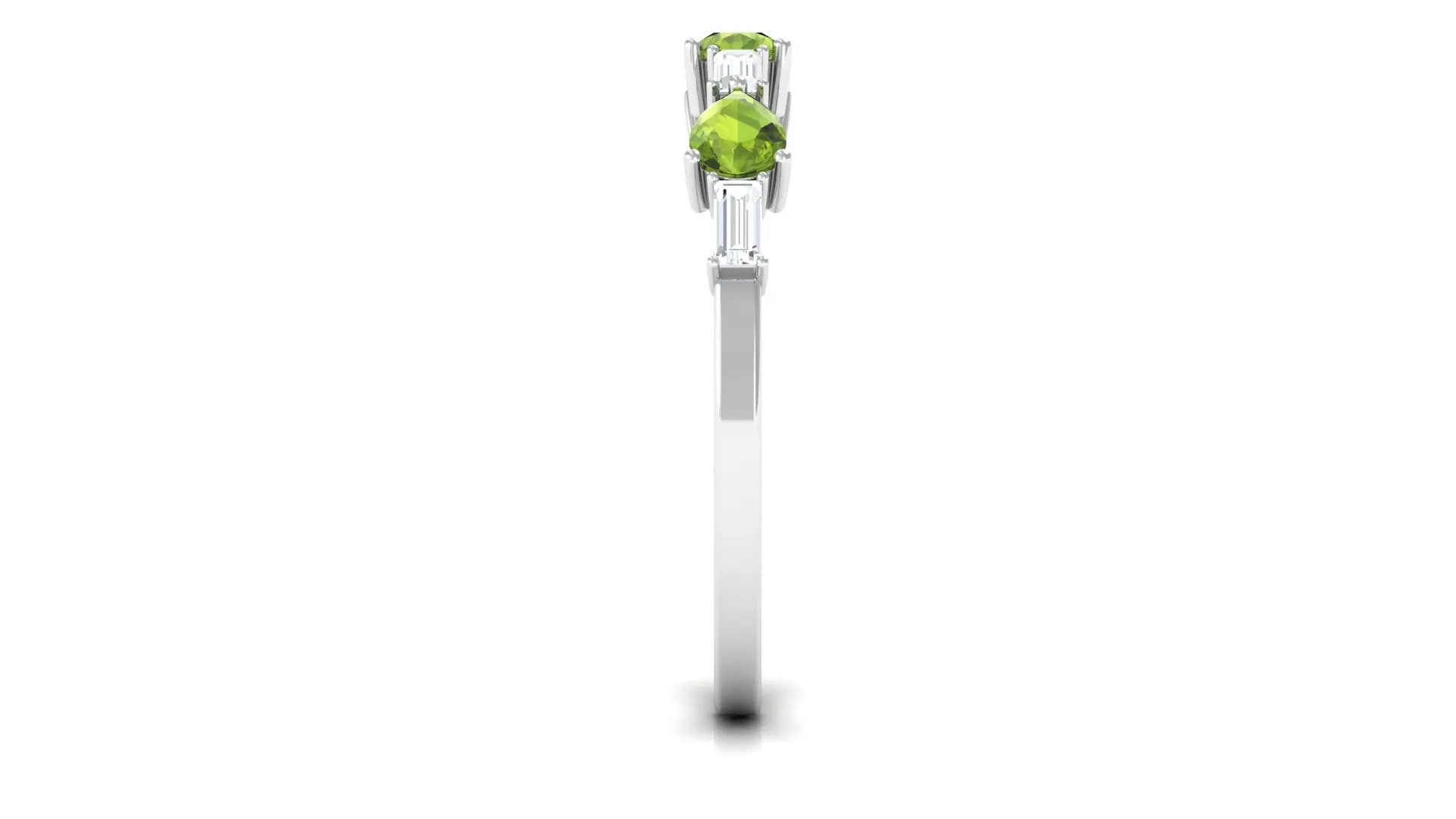 Peridot and Moissanite East West Half Eternity Ring