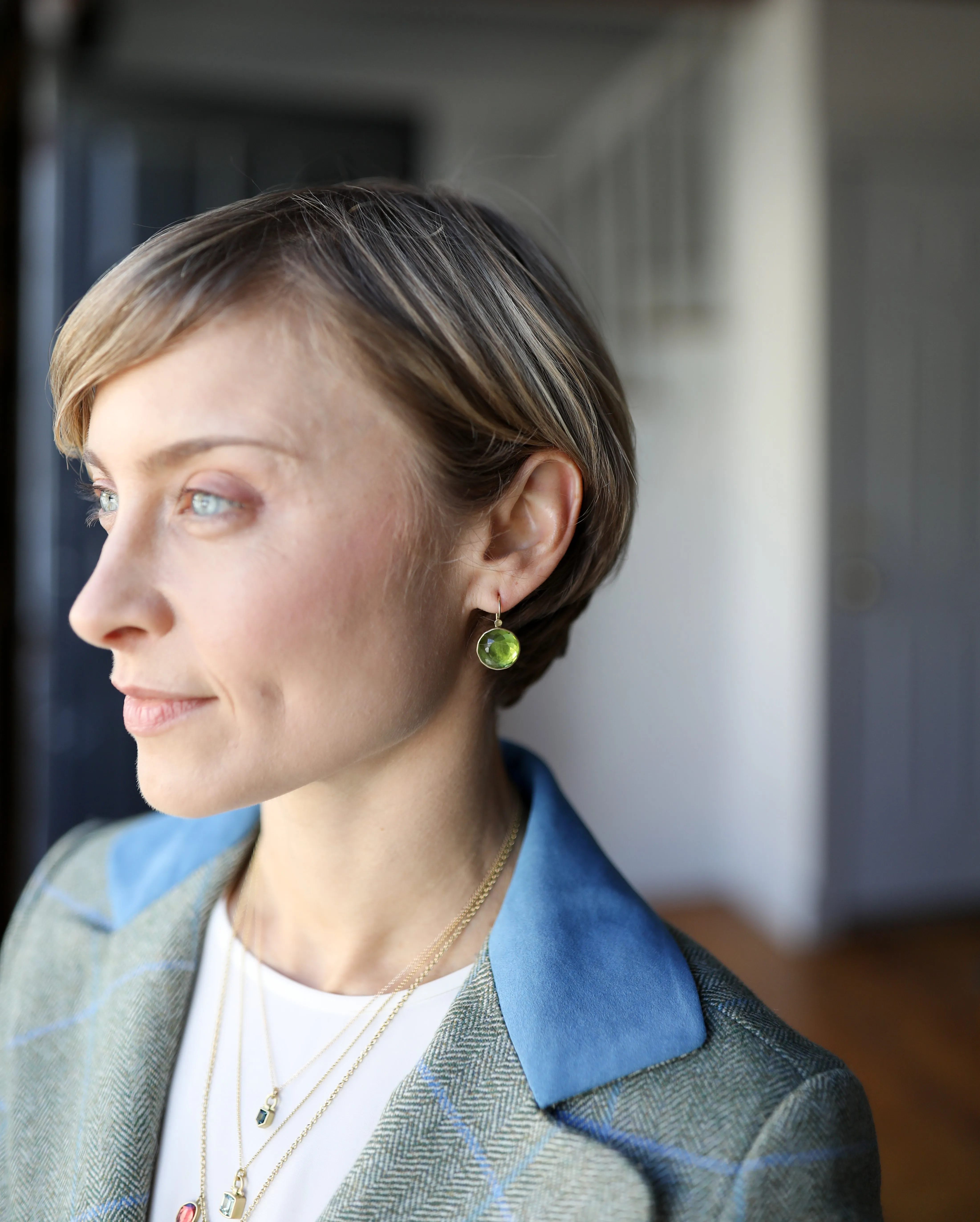 Peridot Dot Drop Earrings