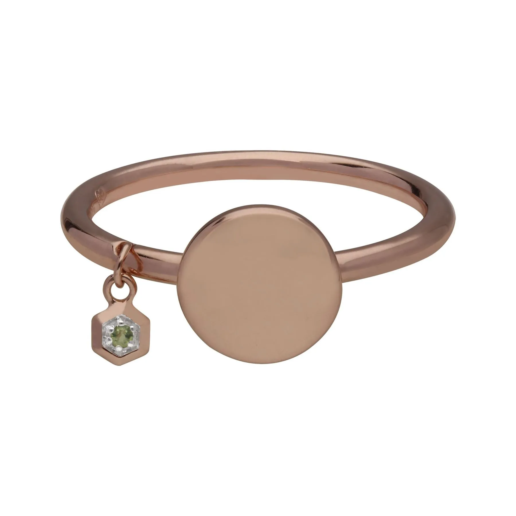 Peridot Gravur Ring in Rose Vergoldetem Sterling Silber