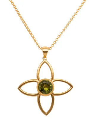 Peridot Joy Flower Pendant 40MM 24K Gold Vermeil