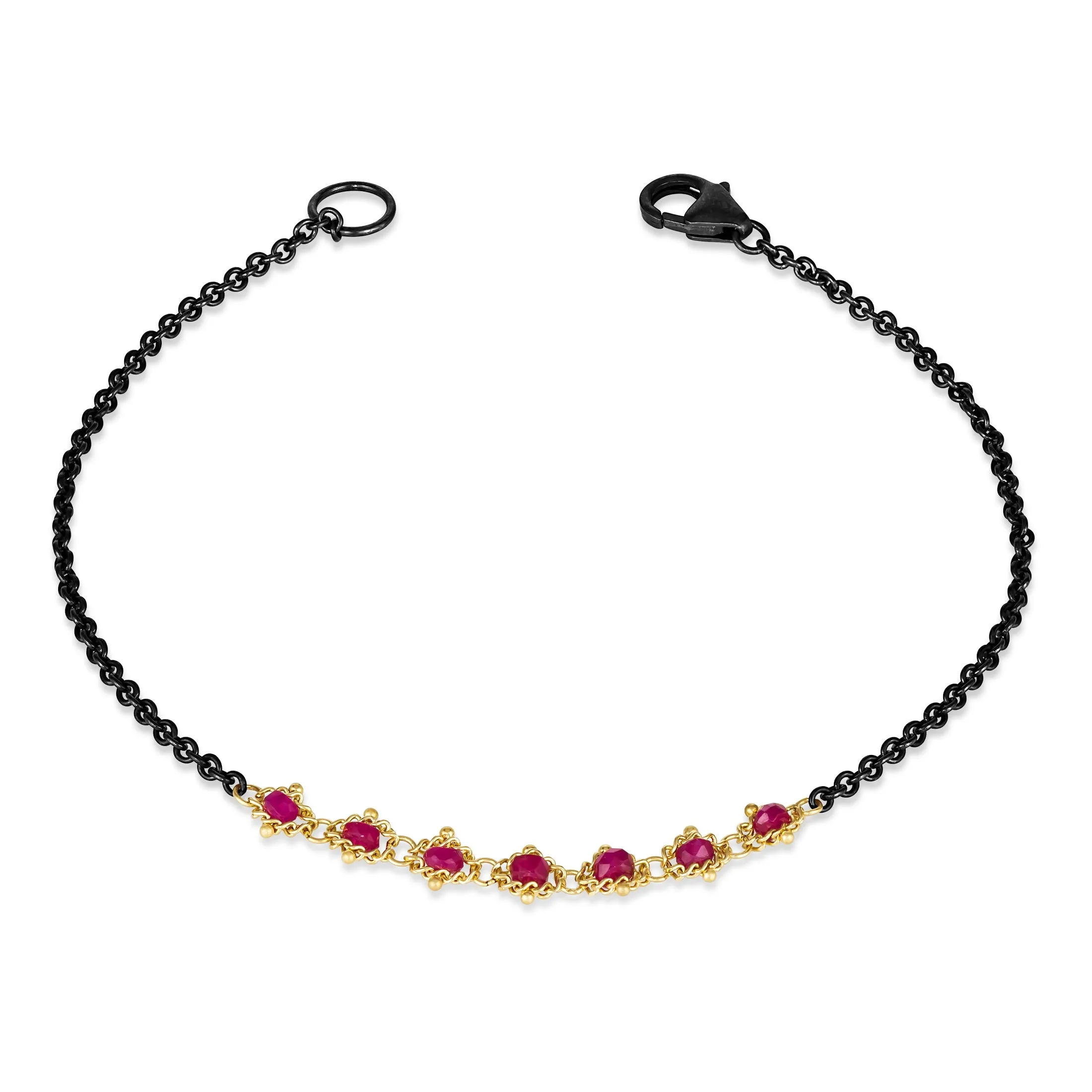 Petite Contrast Textile Bracelet in Ruby