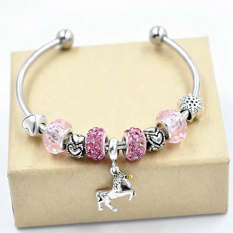 Pink Unicorn Bangle Bracelet