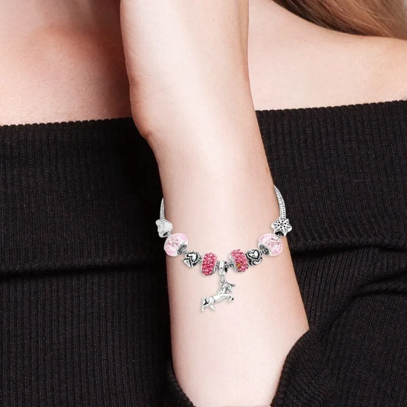Pink Unicorn Bangle Bracelet