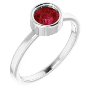Platinum 5.5 mm Natural Ruby Ring