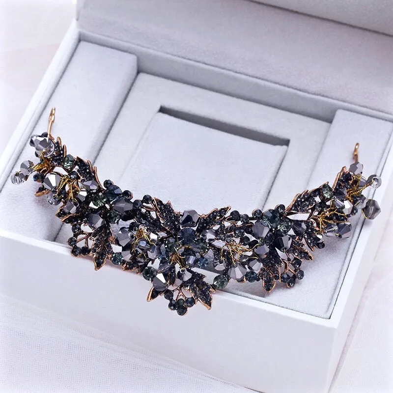 "Sansa" - Victorian Gothic Black Bridal Tiara