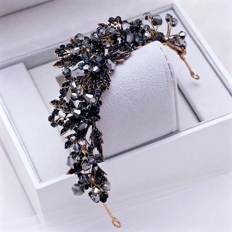 "Sansa" - Victorian Gothic Black Bridal Tiara