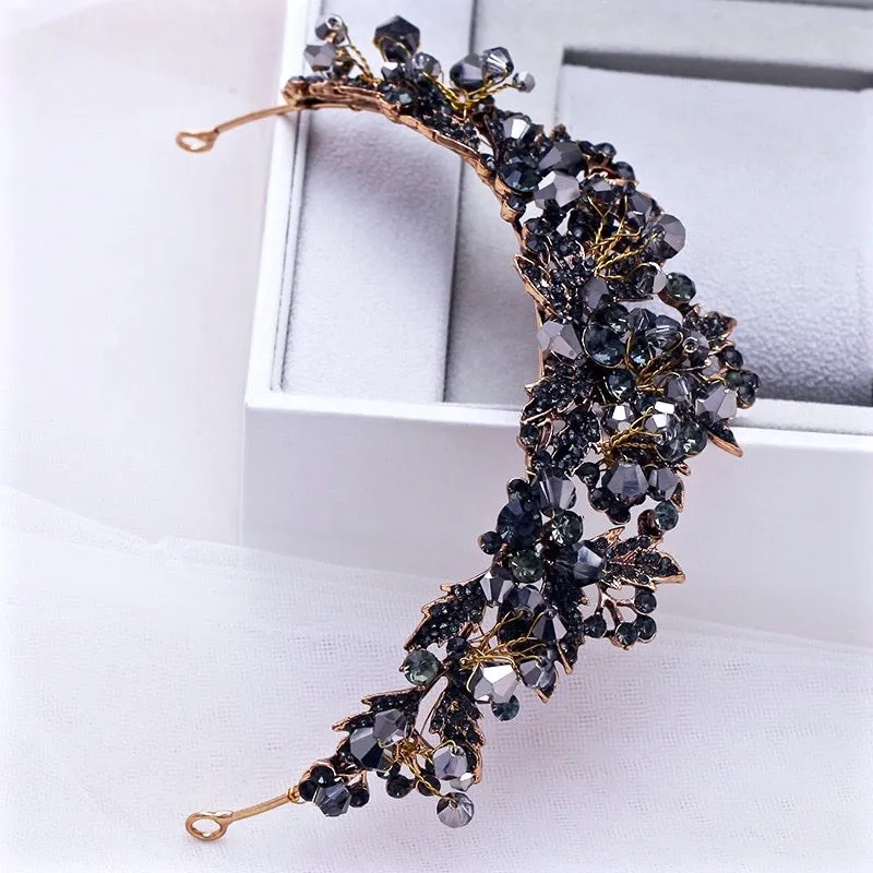 "Sansa" - Victorian Gothic Black Bridal Tiara