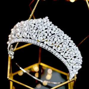 "Serenity" - Silver Pearl and Cubic Zirconia Bridal Tiara
