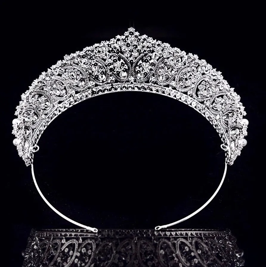 "Serenity" - Silver Pearl and Cubic Zirconia Bridal Tiara