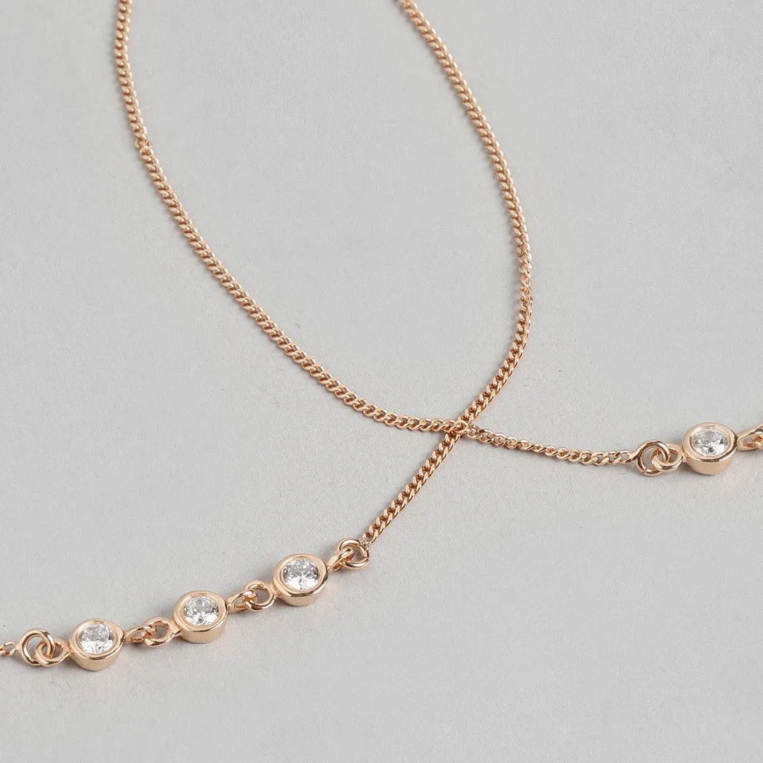 Radiant CZ Rose Gold Whispers 925 Sterling Silver Chain Anklet