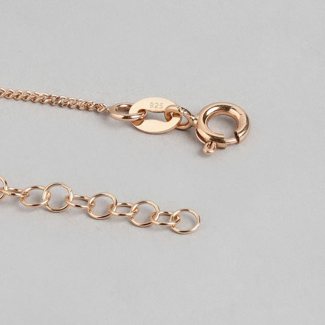 Radiant CZ Rose Gold Whispers 925 Sterling Silver Chain Anklet