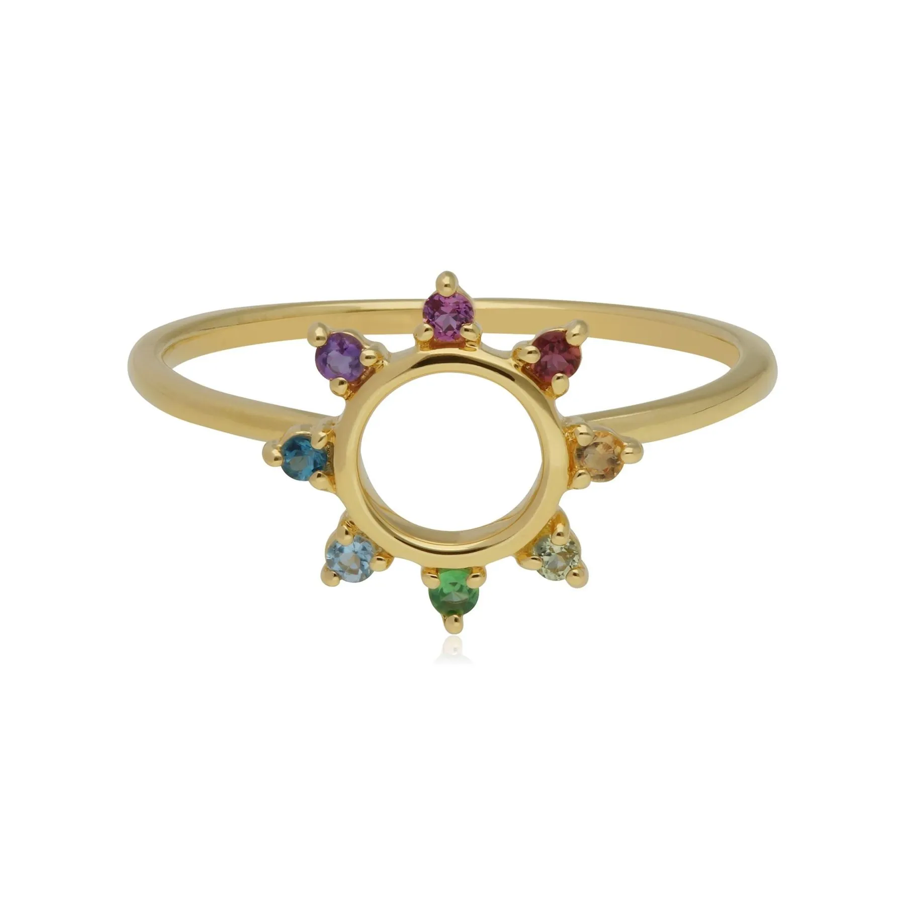 Regenbogen Sonnen Ring in Vergoldetem Sterling Silber