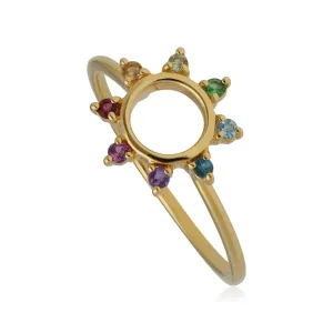 Regenbogen Sonnen Ring in Vergoldetem Sterling Silber