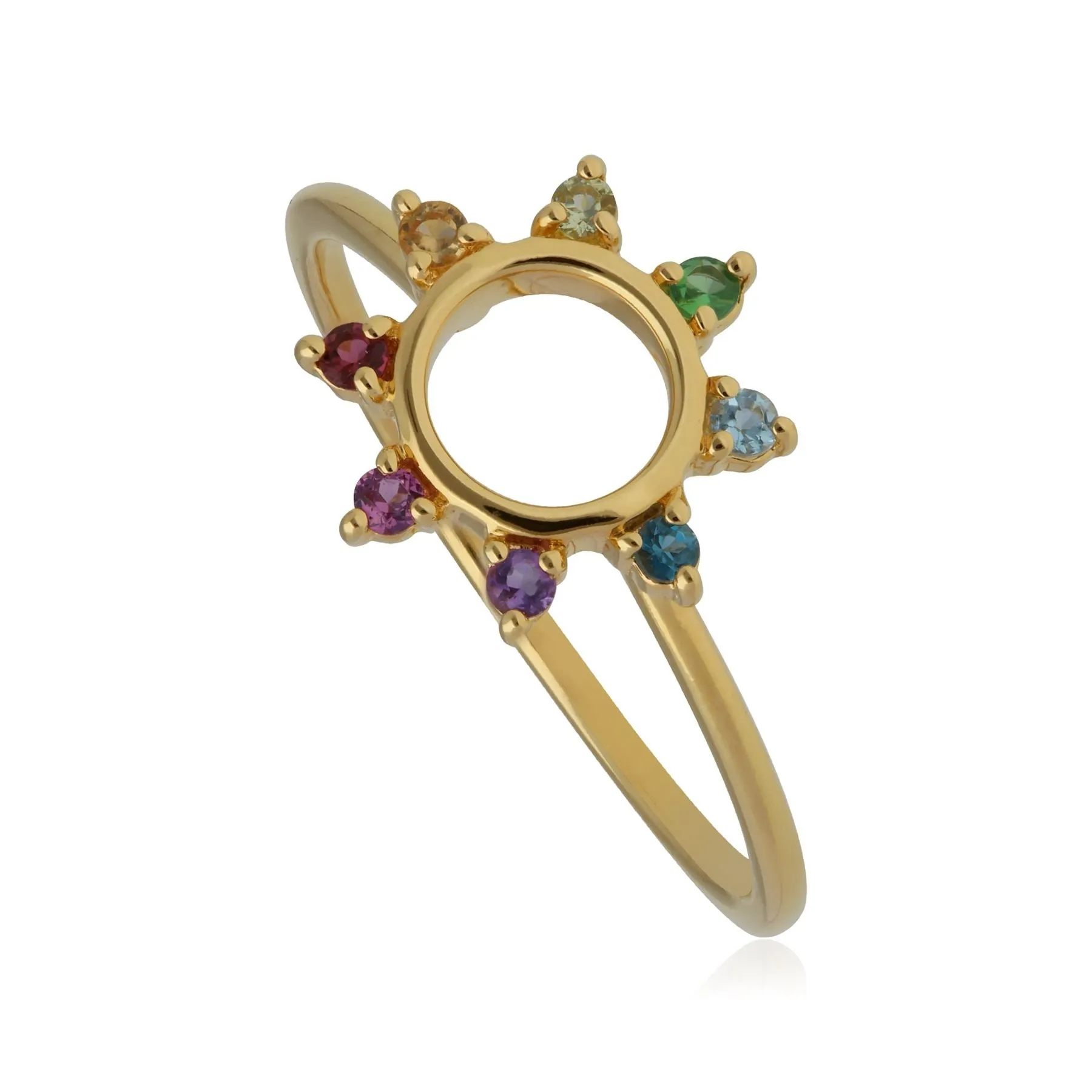 Regenbogen Sonnen Ring in Vergoldetem Sterling Silber