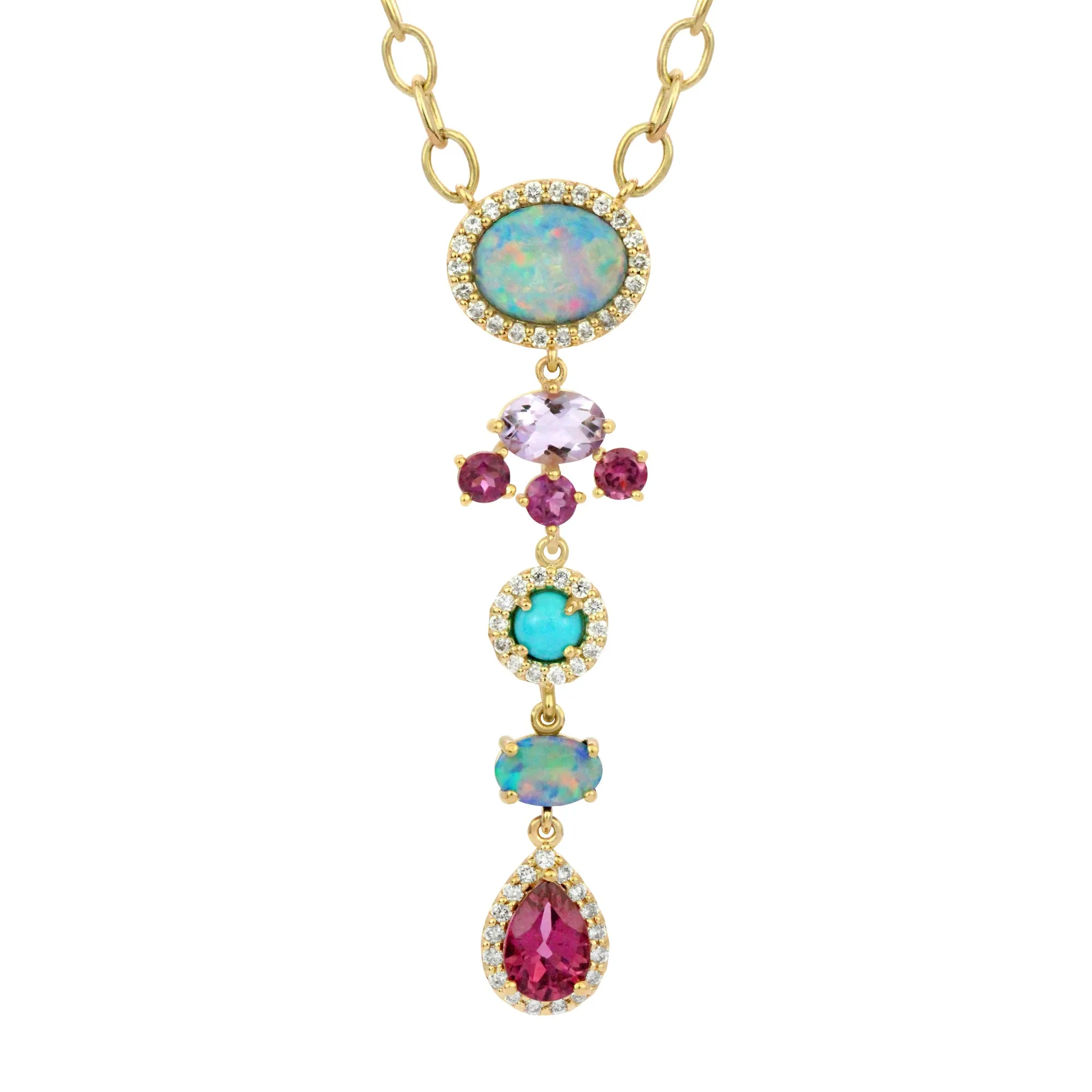 Riviera 14K Opal & Gemstone Necklace