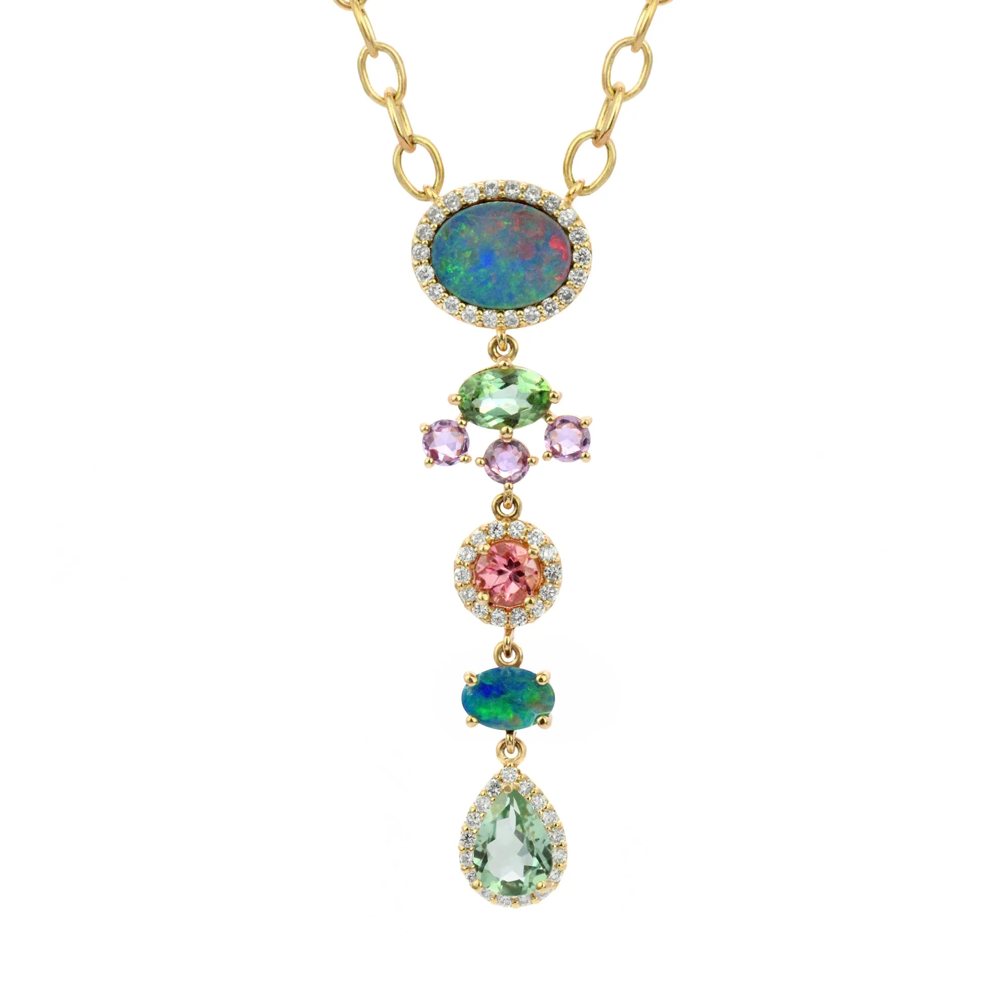 Riviera 14K Opal & Gemstone Necklace