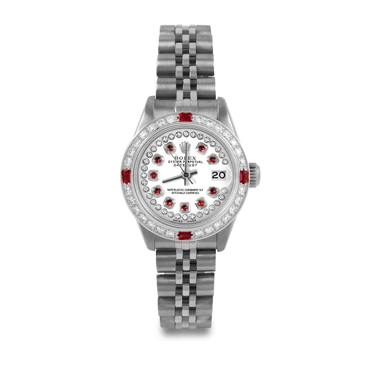 Rolex Datejust 26mm | 6917-SS-WHT-STRR-4RBY-JBL