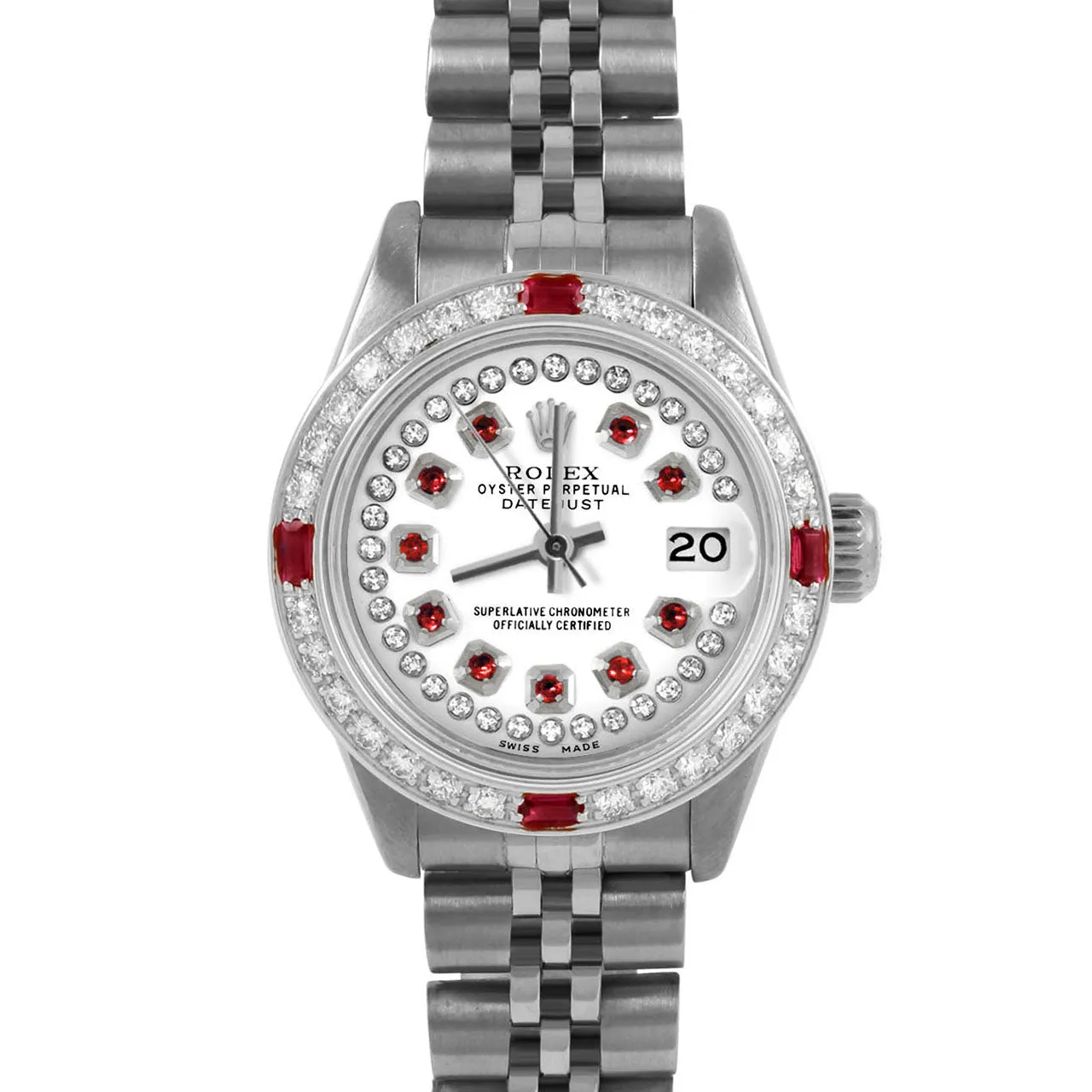 Rolex Datejust 26mm | 6917-SS-WHT-STRR-4RBY-JBL