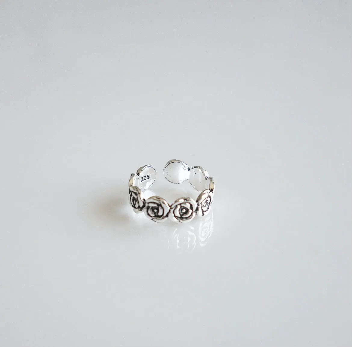 Rose Design Adjustable Toe Ring/Middy .925 sterling silver Ring