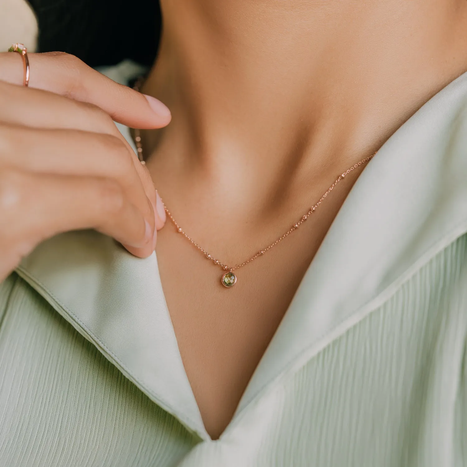 Rose Gold Birthstone Necklace