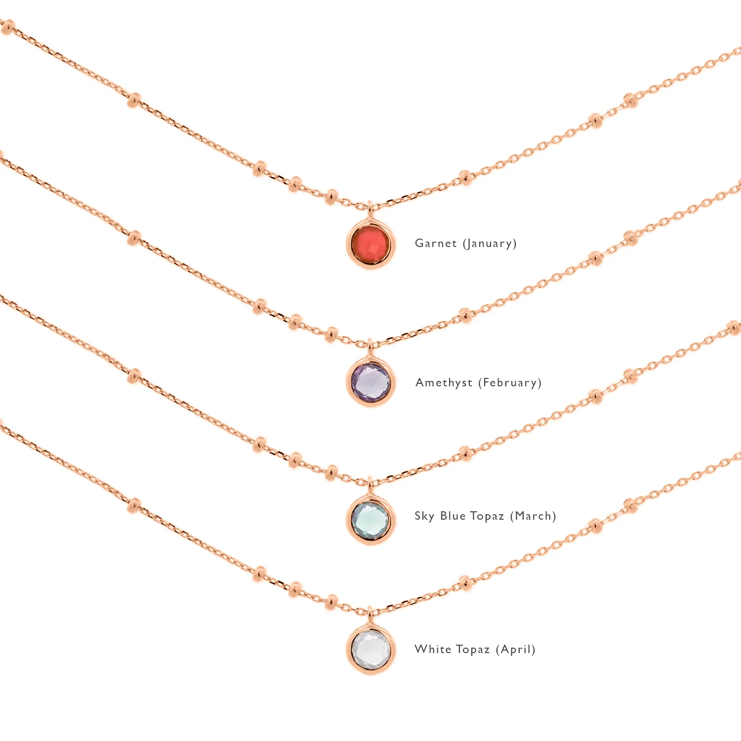 Rose Gold Birthstone Necklace