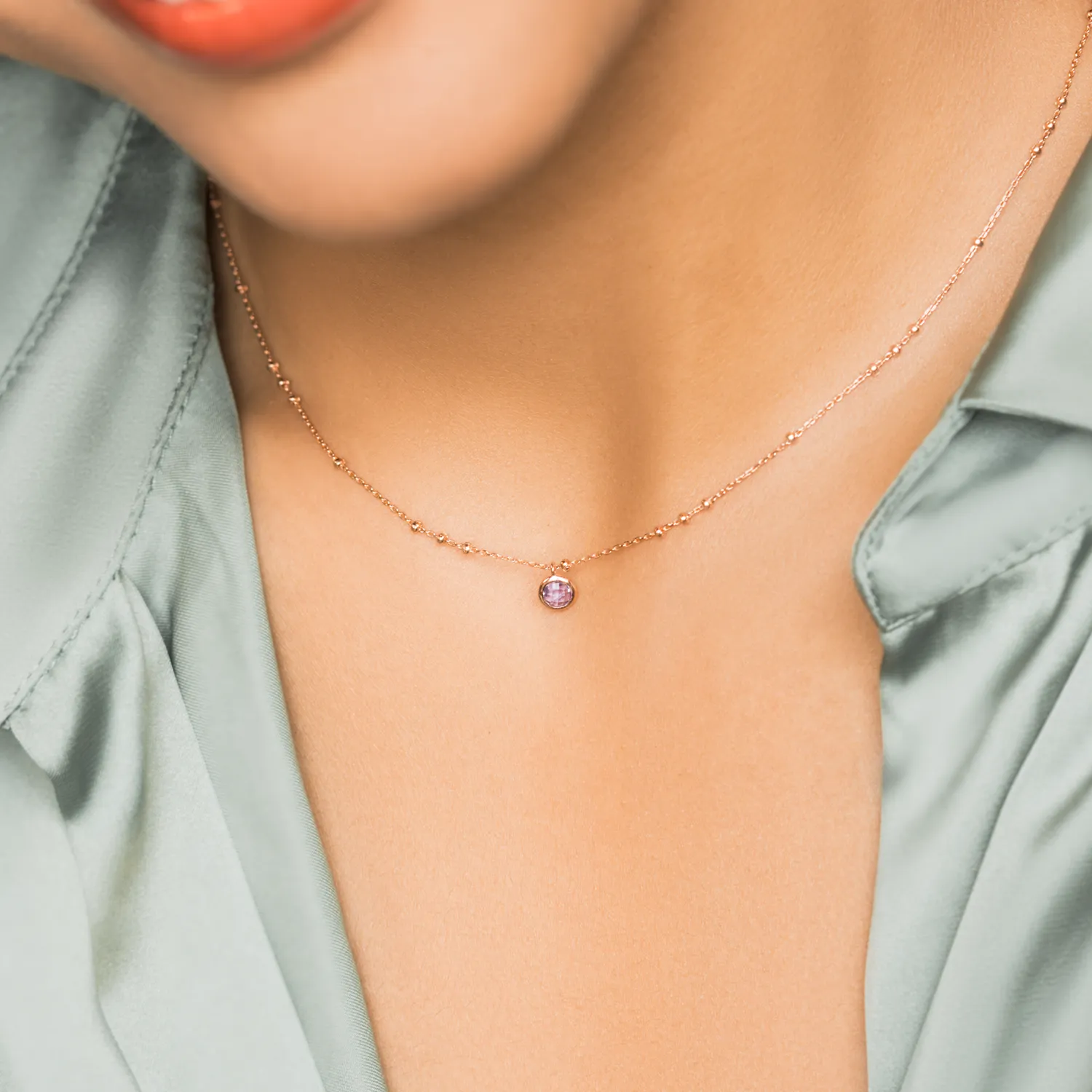 Rose Gold Birthstone Necklace