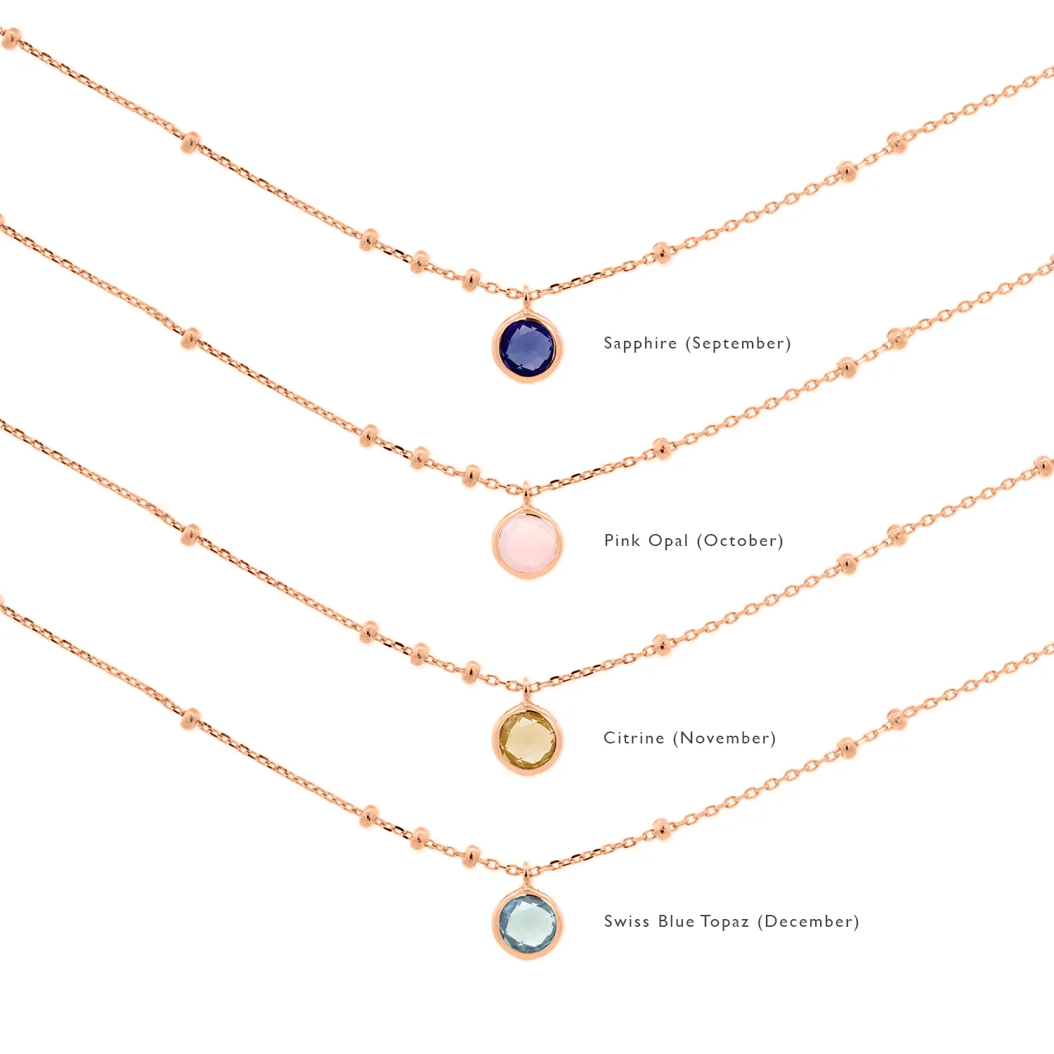 Rose Gold Birthstone Necklace