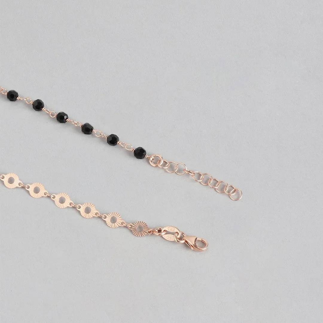 Rosegold Delight 925 Sterling Silver Beaded Chain Anklet